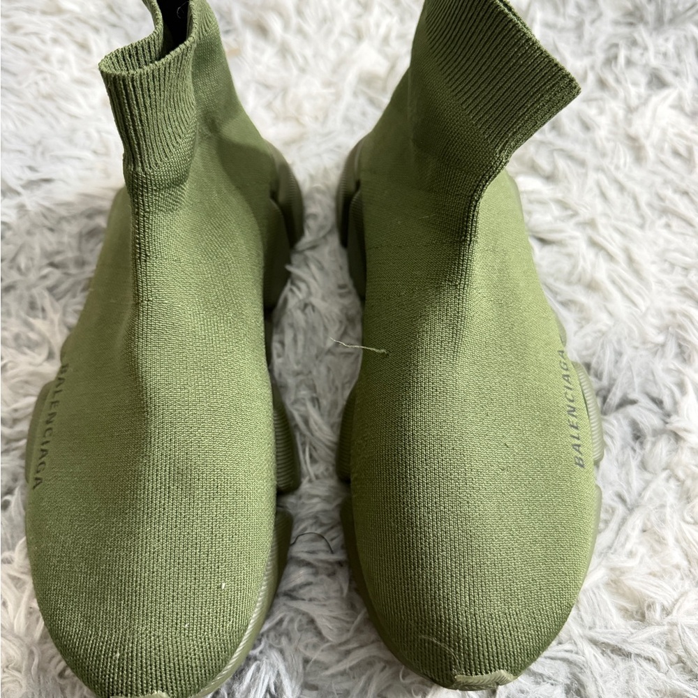 Balenciaga Olive Green Knit Sneakers